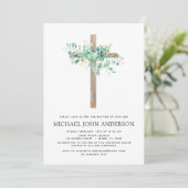 Baptisme Greenery Eucalyptus Botanical Sage Invita Kaart (Staand voorkant)