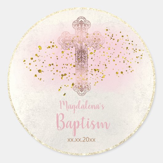 Baptisme holle kruis ronde sticker (Voorkant)