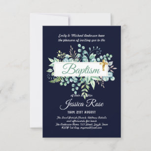 Baptisme Invitation Eucalyptus Greenery BUDGET