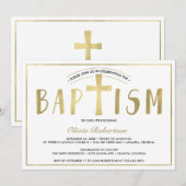 Baptisme Invitation, hedendaags, Faux Gold Kaart (Voorkant / Achterkant)
