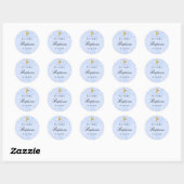 Baptisme lichtblauwe glitter sparkles ronde sticker (Vel)