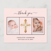 Baptisme meisje roze fotobudget bedankt je kaart (Voorkant)