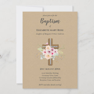 BAPTISME moderne Christening Bautizo INVITATION FL