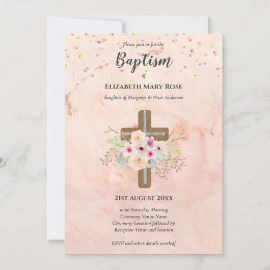 BAPTISME moderne Christening Bautizo INVITATION FL (Devant)