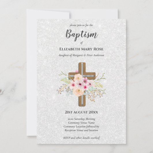 BAPTISME moderne Christening Bautizo INVITATION FL (Devant)