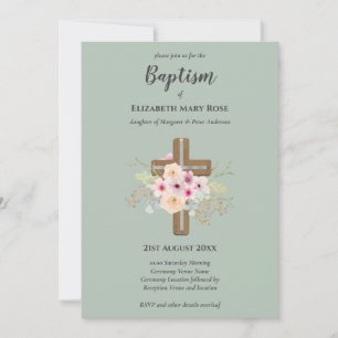 BAPTISME moderne Christening Bautizo INVITATION FL