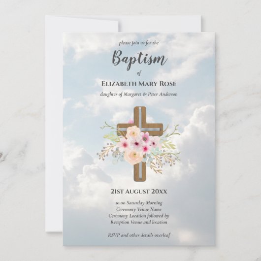 BAPTISME moderne Christening Bautizo INVITATION FL (Devant)