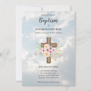 BAPTISME moderne Christening Bautizo INVITATION FL