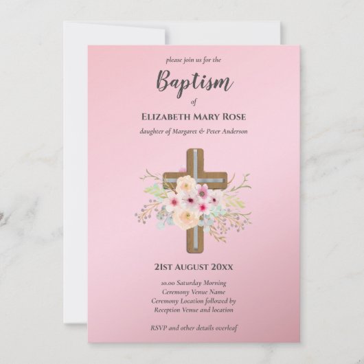 BAPTISME moderne Christening Bautizo INVITATION FL (Devant)