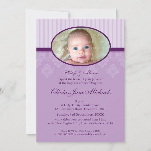 BAPTISME NODIGT UIT:: gezegend 2P Kaart (Voorkant)