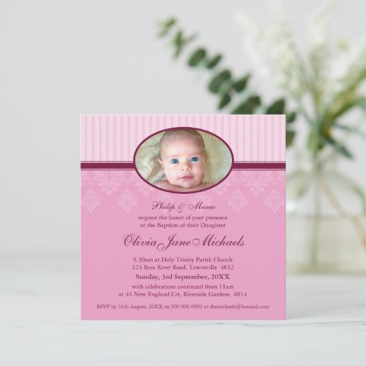 BAPTISME NODIGT UIT:: gezegend 3SQ Kaart (Staand voorkant)