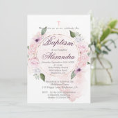 Baptisme of Christening Floral Rozen Wreator Kaart (Staand voorkant)