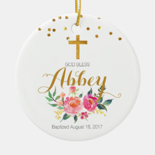 Baptisme Ornament God Bless Baby Girl Ornament