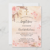 Baptisme pampas gras blush vlinderbloemen kaart (Voorkant)