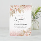 Baptisme Pampas Grass Pink Christening Kaart (Staand voorkant)