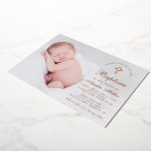 Baptisme Photo Simple Calligraphy Roos Gold Script Folie Uitnodiging (Gedraaid)