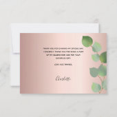 Baptisme roos gouden eucalyptus foto bedankt! bedankkaart (Achterkant)