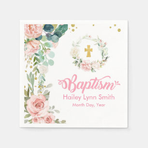 Baptisme Roos Napkins Servet