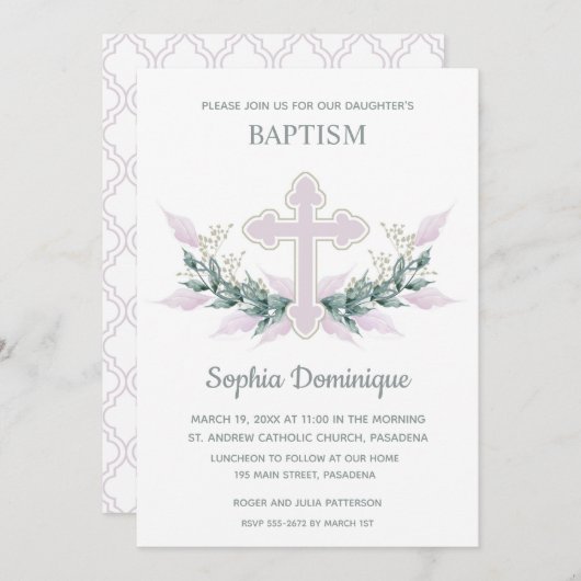 Baptisme Roze kruis en grote uitvindingen (Voorkant / Achterkant)