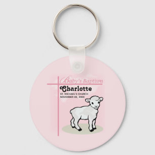 , Baptisme, Roze, Meisje, Lamb Sleutelhanger