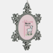 , Baptisme, Roze, Meisje, Lamb Tin Sneeuwvlok Ornament (Links)