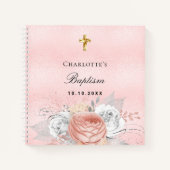 Baptisme roze roze roze roze goudflorals zilver notitieboek (Voorkant)