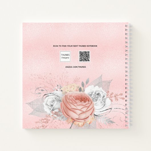 Baptisme roze roze roze roze goudflorals zilver notitieboek (Achterkant)