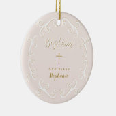 Baptisme Scroll in roze en goud Keramisch Ornament (Rechts)