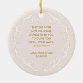 Baptisme Scroll in roze en goud Keramisch Ornament (Achterkant)