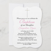 Baptisme Silver Cross Daughter Pink Baby Rattle Kaart (Voorkant)