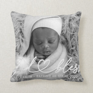 Baptisme Simple Elegant Moderne Heart Baby Foto Kussen