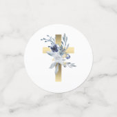 Baptisme stoffige blauwe bloemen confetti (Kleine voorkant)