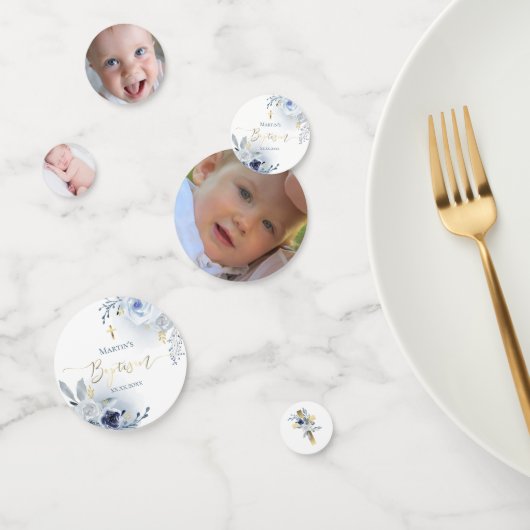 Baptisme stoffige blauwe bloemen confetti (Groep)