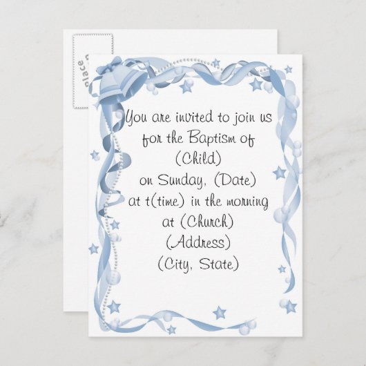 Baptisme Uitnodiging Briefkaart (Voorkant / Achterkant)