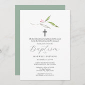 Baptisme Uitnodigingen Religieuze Botanicals (Voorkant / Achterkant)
