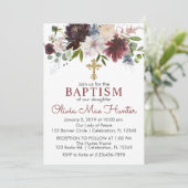 Baptisme van Bourgogne en Navy Winter Florals Kaart (Staand voorkant)
