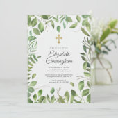 Baptisme voor haar | Goud cross-Greenery Foliage L Kaart (Staand voorkant)