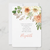 Baptisme voor haar Waterverf Floral Bedankkaart (Achterkant)