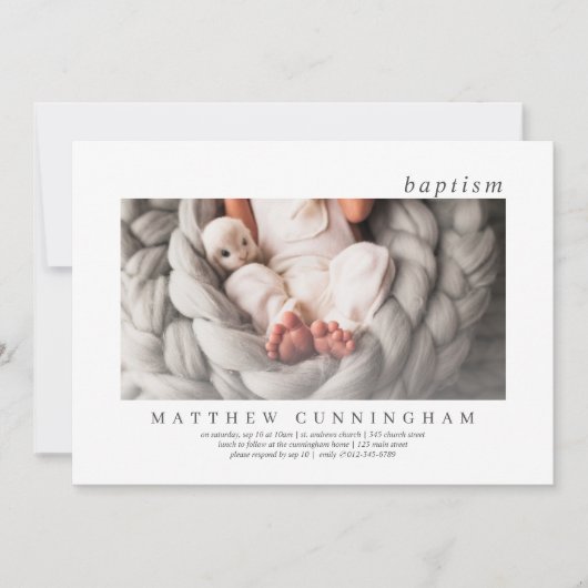 Baptisme voor hem | Moderne eenvoudige elegante fo Kaart (Voorkant)