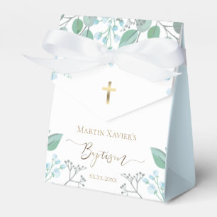 Baptisme waterverf kleine blauwe bloemen promotiev bedankdoosjes