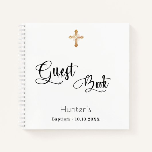 Baptisme wit zwart script voor gastboek notitieboek (Voorkant)