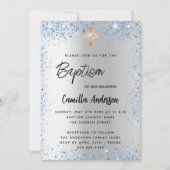 Baptisme zilverblauw jongetkruis kaart (Voorkant)