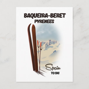Baqueira-Beret Spanje ski-poster. Briefkaart