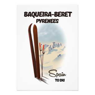 Baqueira-Beret Spanje ski-poster. Foto Afdruk