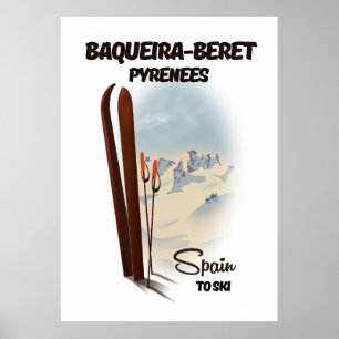Baqueira-Beret Spanje ski-poster. Poster