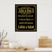 Bar à alcool Art déco Imprimer or et noir (Cuisine)