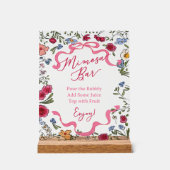 Bar à mimosa Ruban rose floral Elle se marie  (Recto)