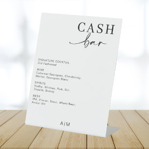 Bar à trésorerie Mariage moderne Panneau Menu de