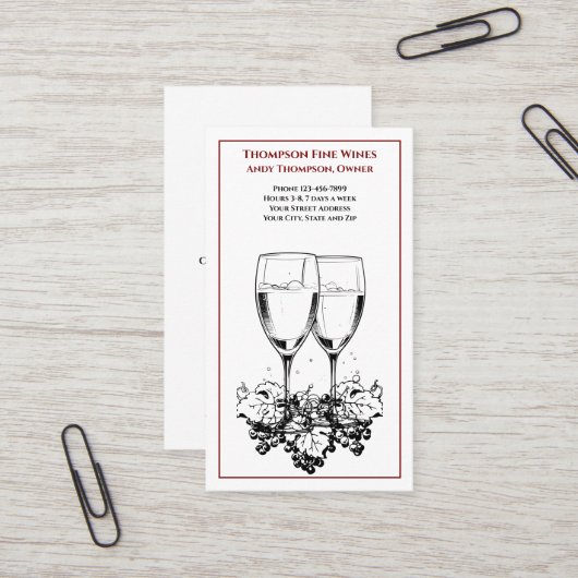 Bar à vin Vignoble Bartender Carte de visite (Devant/Arrière en situation)