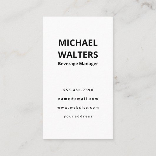 Bar Back | Flessen alcohol Visitekaartje (Achterkant)